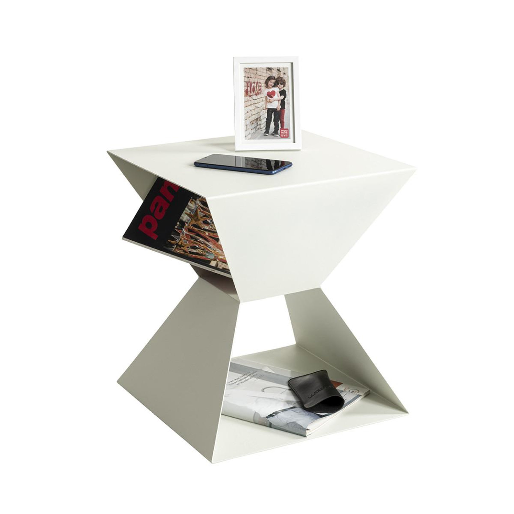 Voir la diapositive 4 : Paris Prix Table d'Appoint Design  Sablier  45cm Blanc
