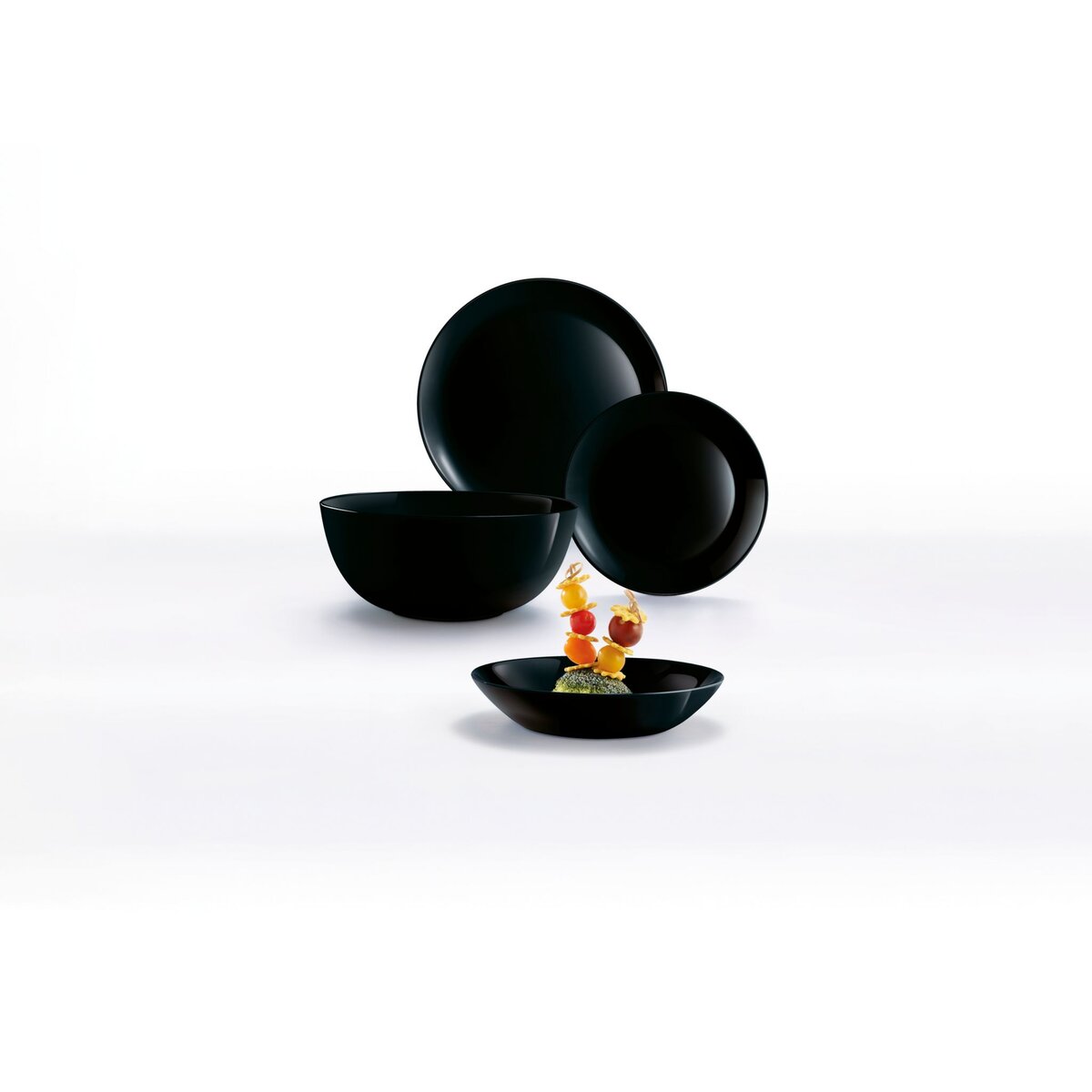 LUMINARC Service d'assiettes opale 19 pièces DIWALI  Noir