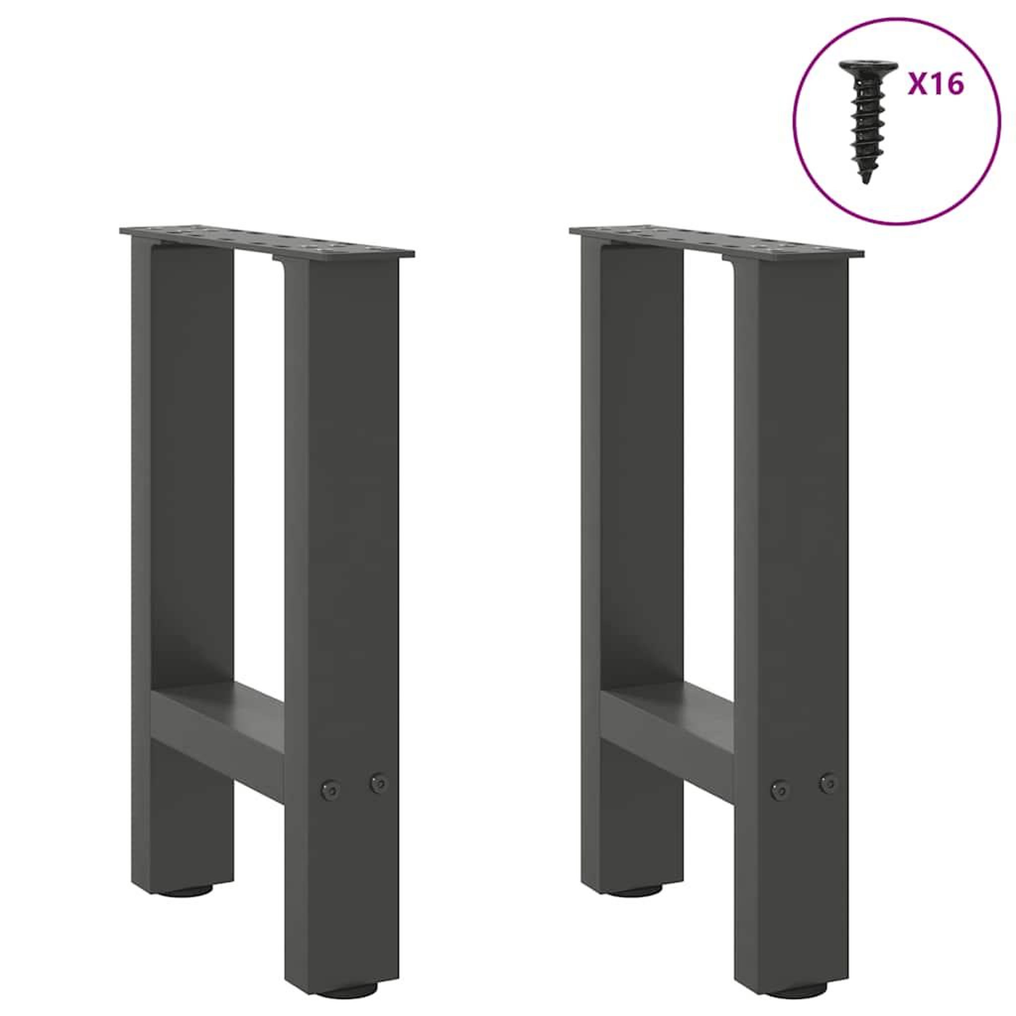 Voir la diapositive 3 : VIDAXL Pieds de table basse anthracite 2 pcs 28x(42-43) cm acier