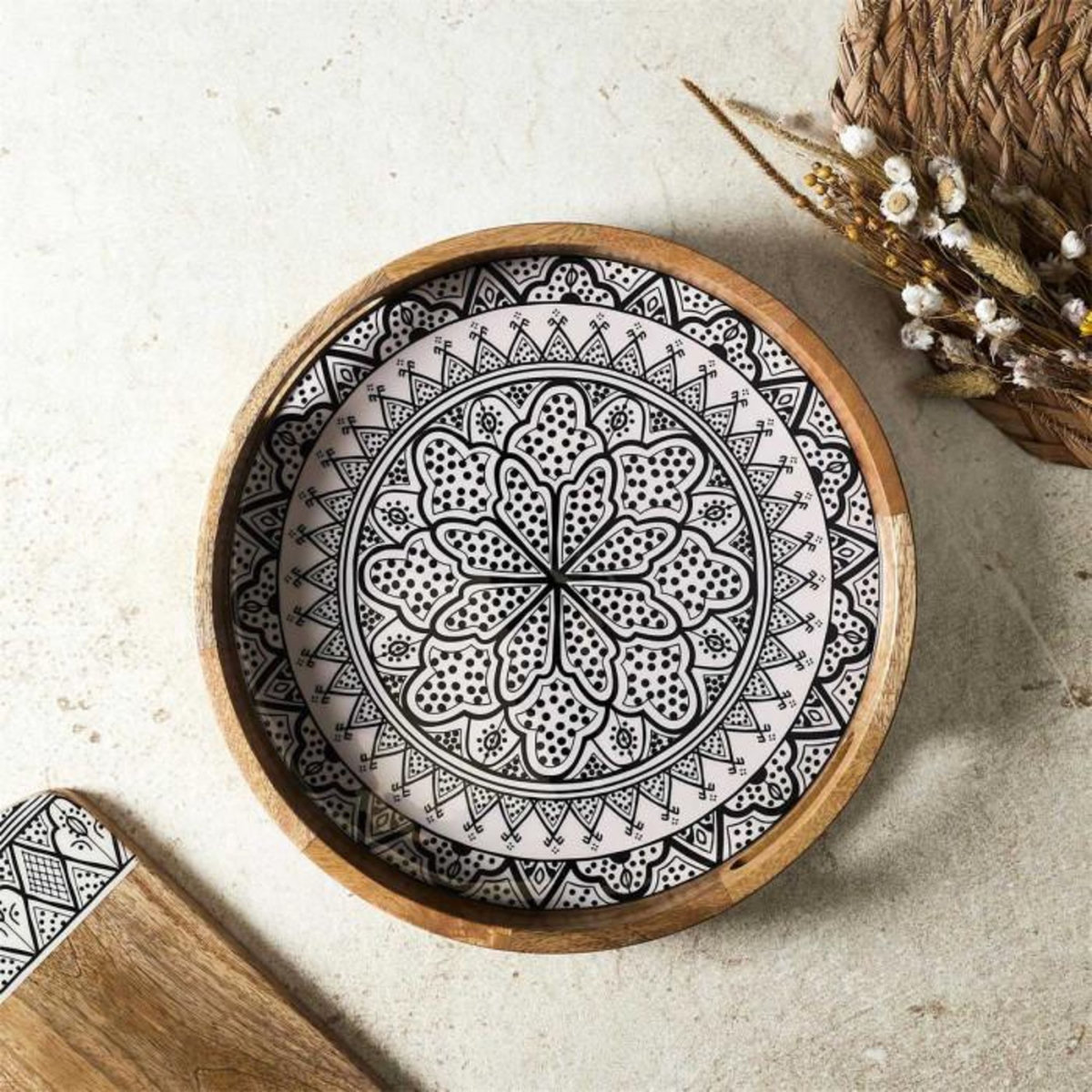 Paris Prix Plateau de Service en Bois  Dune  35cm Noir