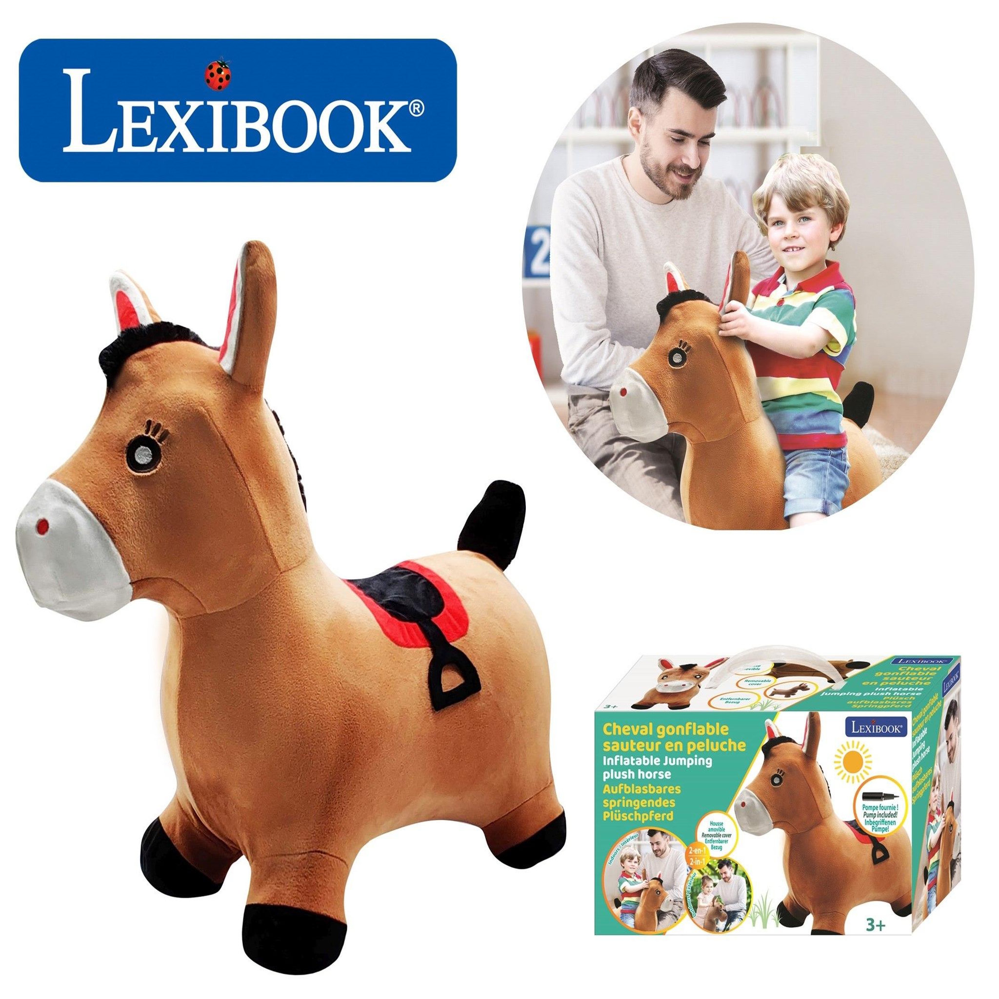 Voir la diapositive 2 : Lexibook Poney Sauteur Gonflable avec housse en peluche