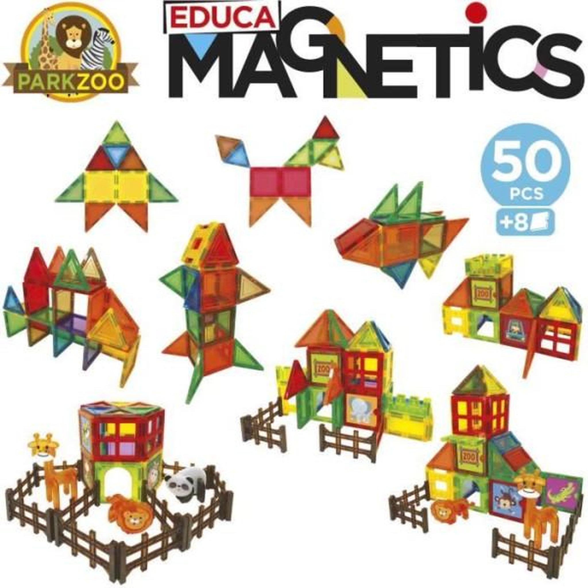 Voir la diapositive 3 : EDUCA Magnetics Parc Zoo - Jeu de construction - EDUCA - 50 pieces magnétiques, 4 animaux, 8 cartes - Des 3 ans