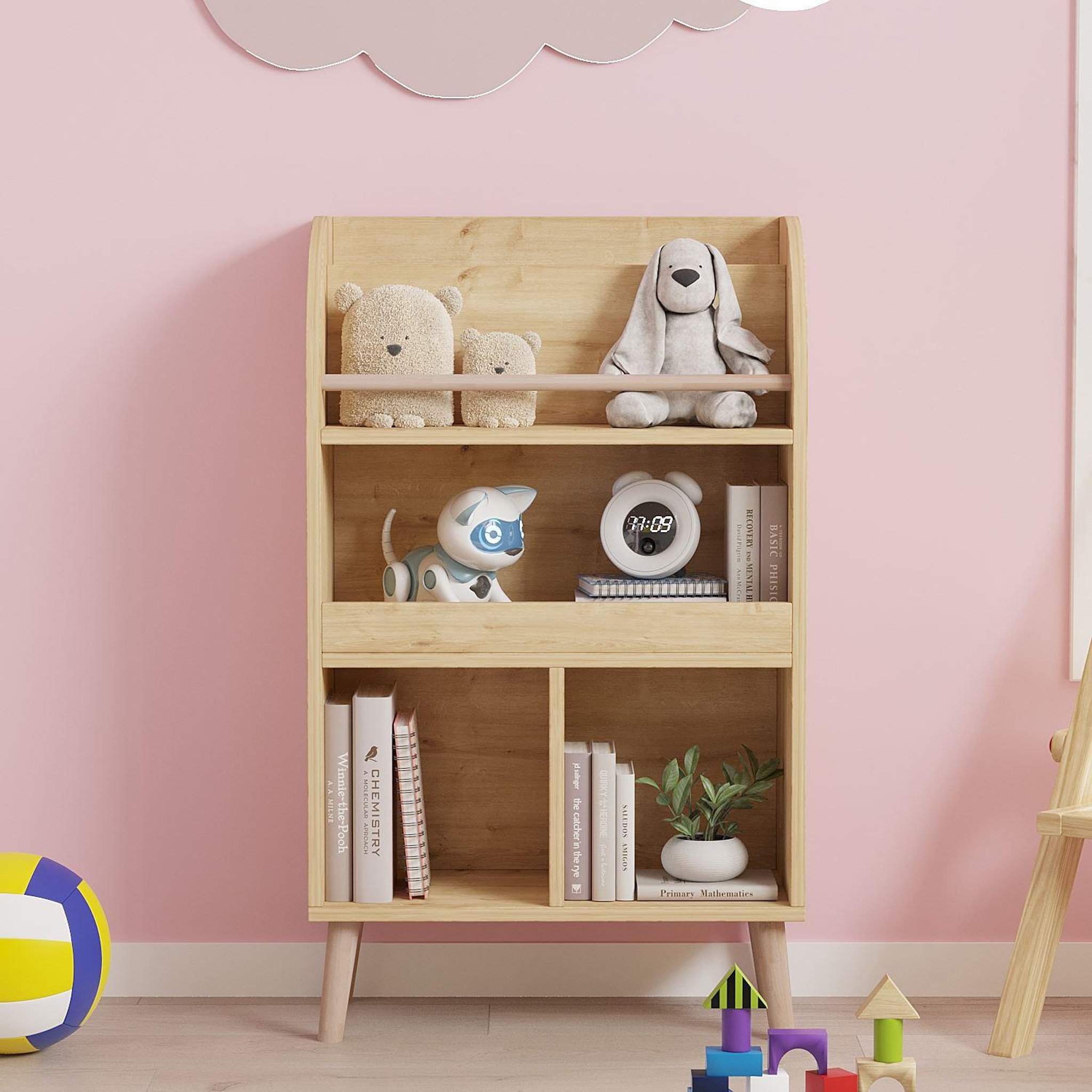 Voir la diapositive 3 : Habitat et Jardin Bibliothèque en bois  minola  - 60 x 30 x 102 cm - beige