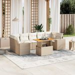 VIDAXL Salon de jardin avec coussins 8 pcs beige resine tressee