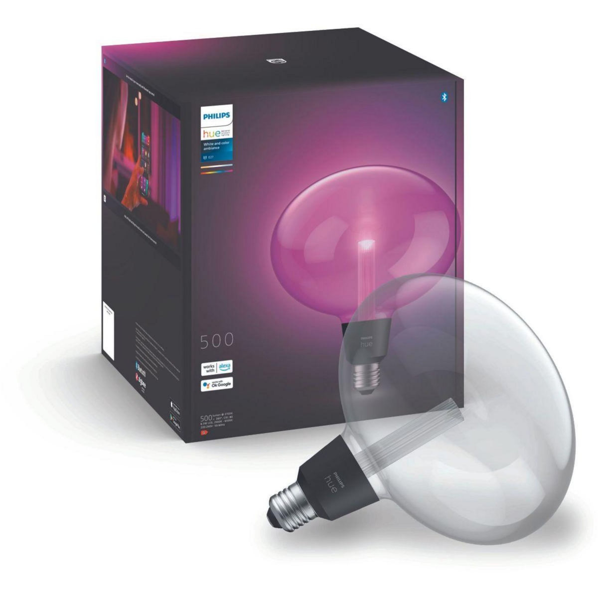 Philips Ampoule LED connectée HUE W&C E27 Elipse Deco
