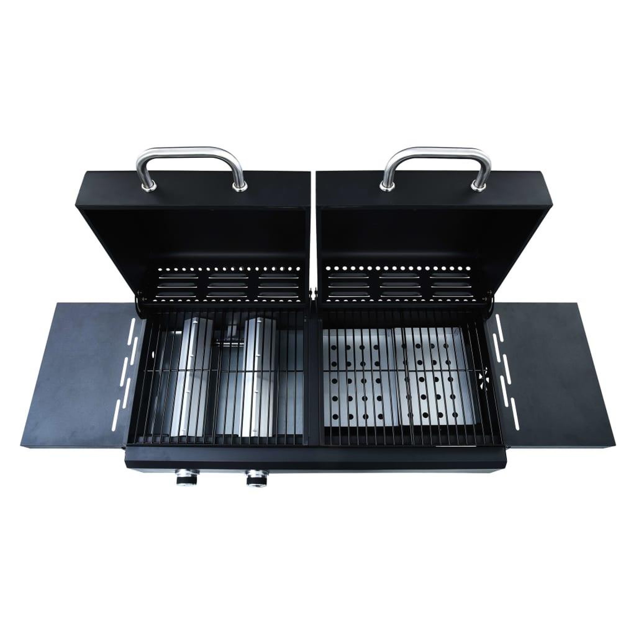 Voir la diapositive 5 : VIDAXL Barbecue gril combo a gaz et au charbon avec 3 bruleurs