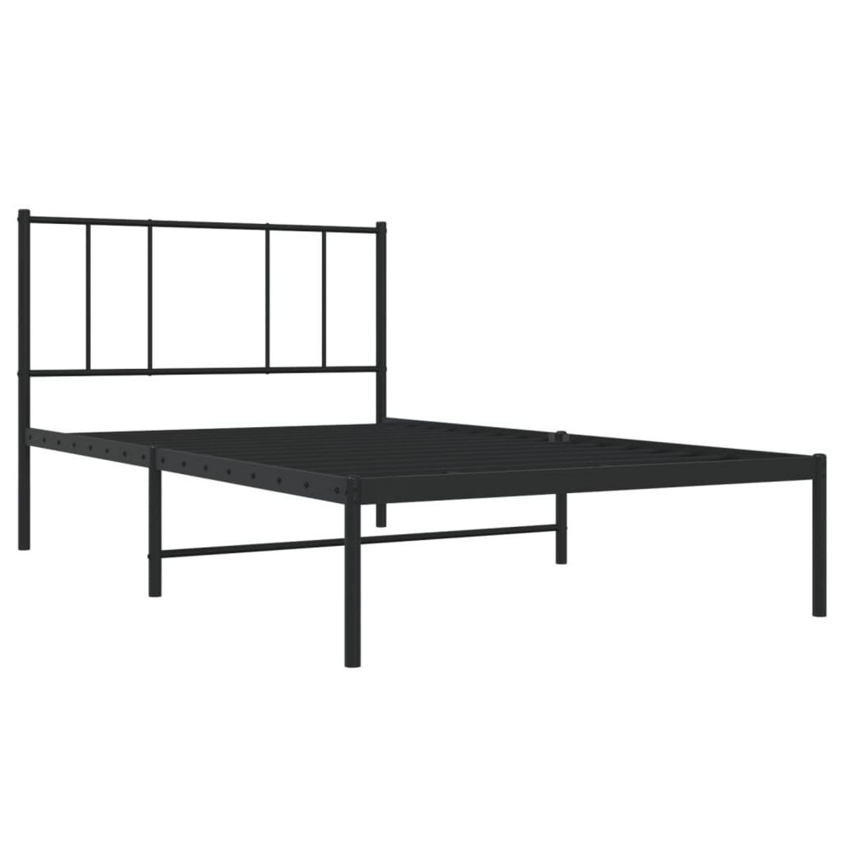 VIDAXL Cadre de lit metal sans matelas avec tete de lit noir 90x190 cm