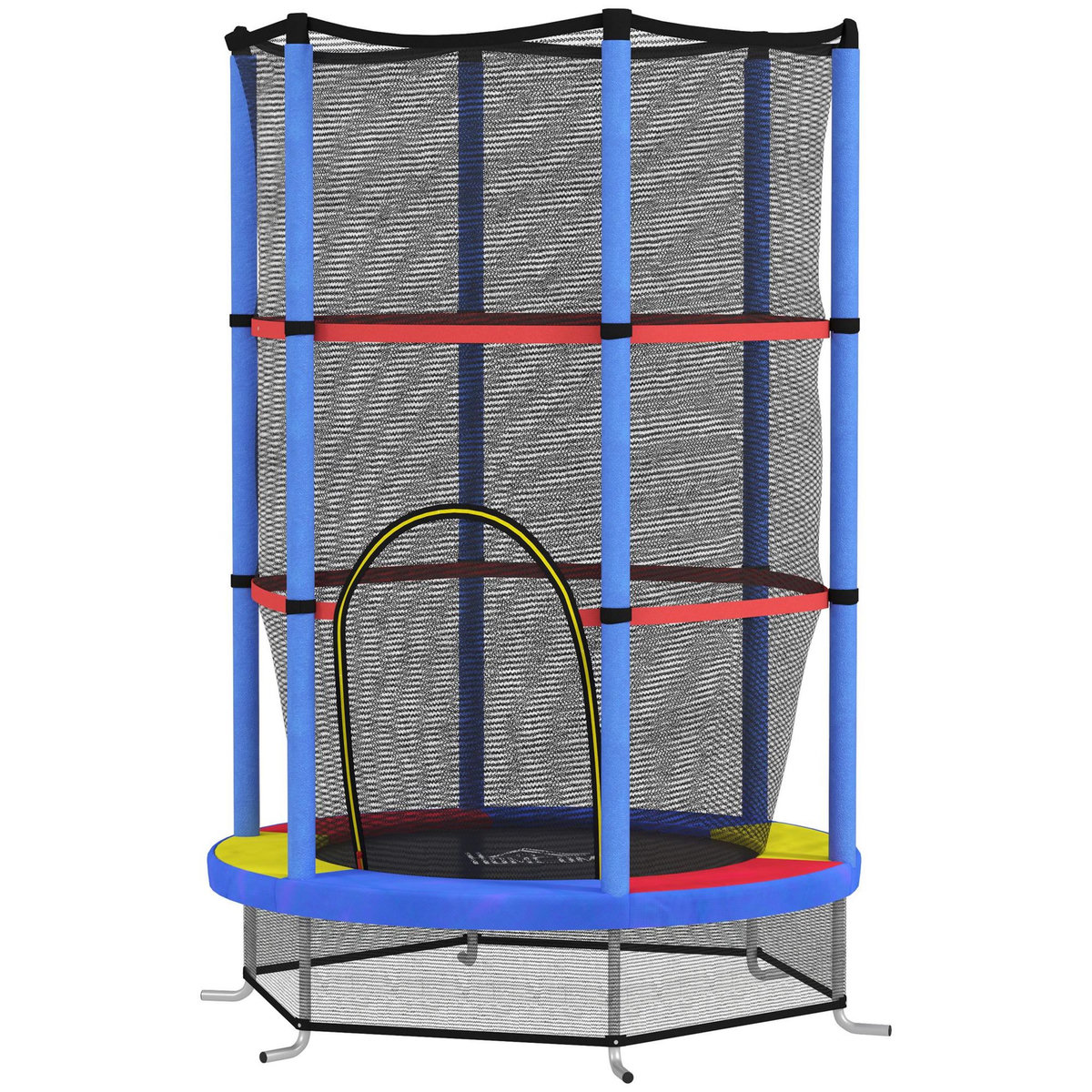 HOMCOM Trampoline enfant Ø140 cm max. 45 Kg - filet sécurité, porte zippée, 6 poteaux rembourrés - multicolore