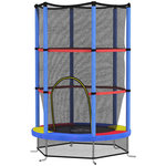 HOMCOM Trampoline enfant Ø140 cm max. 45 Kg - filet sécurité, porte zippée, 6 poteaux rembourrés - multicolore