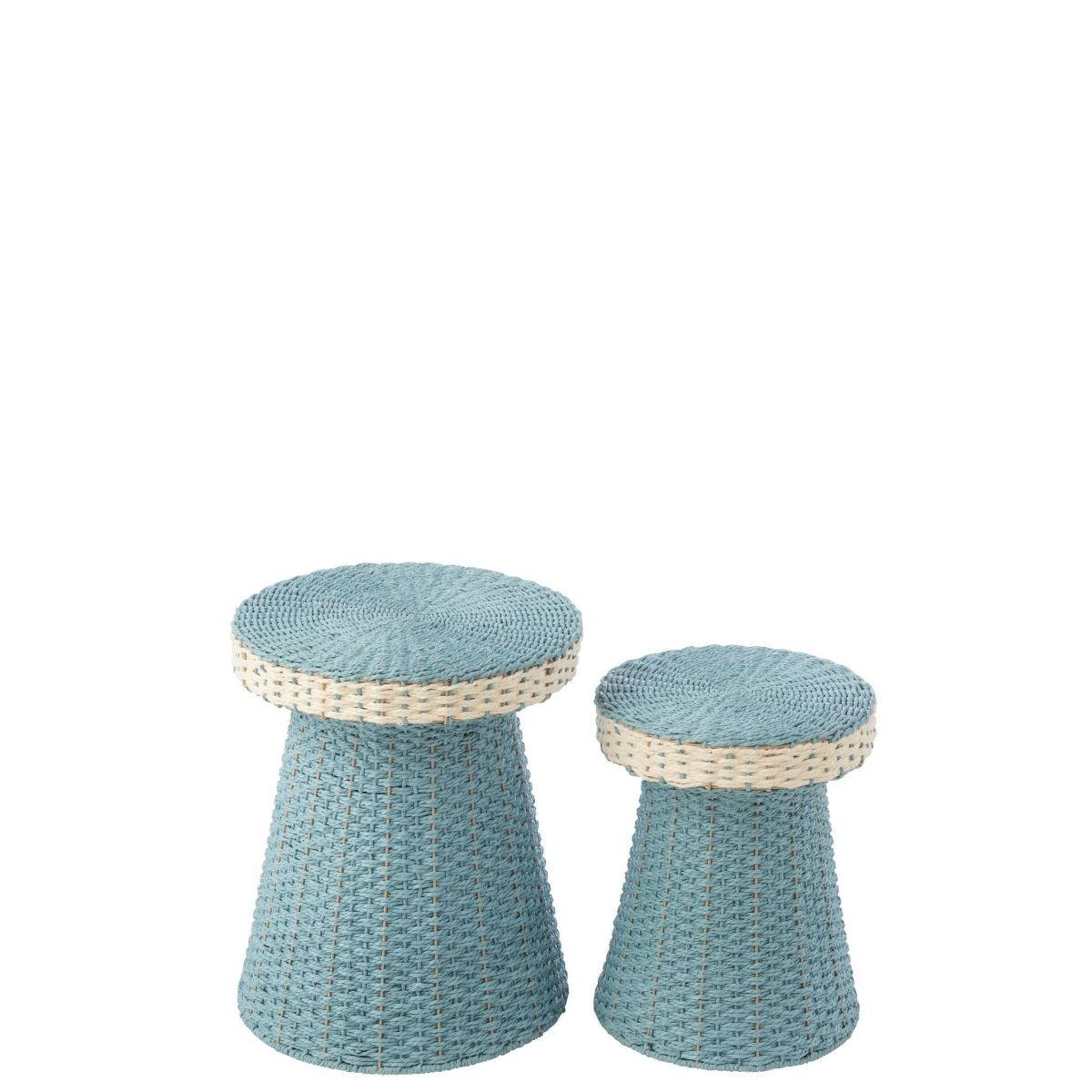 Voir la diapositive 2 : J-LINE Lot de 2 Table d'Appoint  Barbarra  46cm Bleu