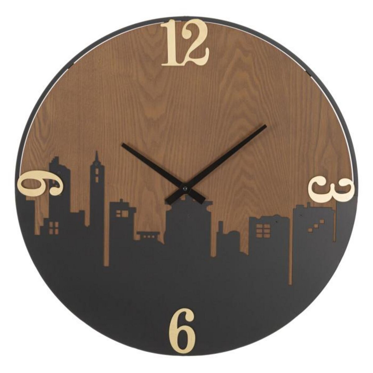 Paris Prix Horloge Murale Design  City  60cm Marron & Noir