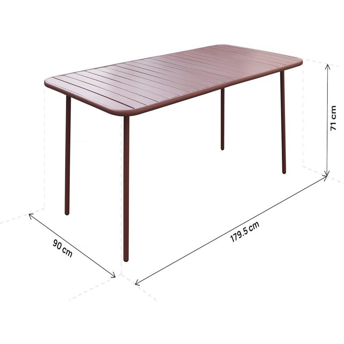 Habitat et Jardin Table jardin en métal  Bilbao  - 180 x 90 x 71 cm - Terracotta