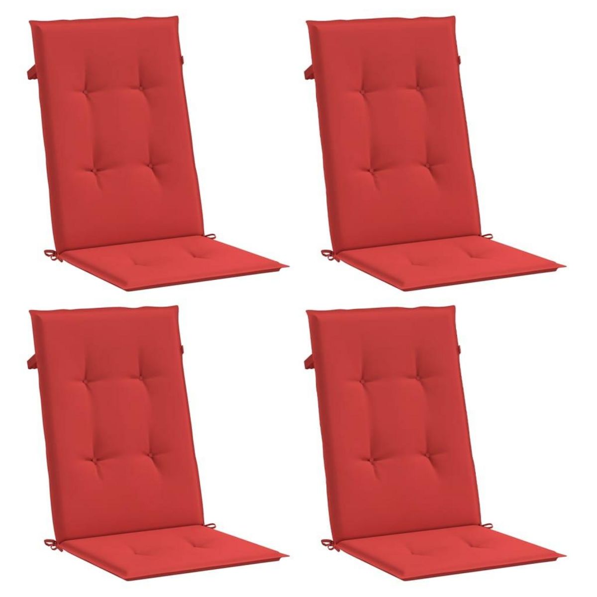 VIDAXL Coussins de chaise de jardin dossier haut lot de 4 rouge tissu