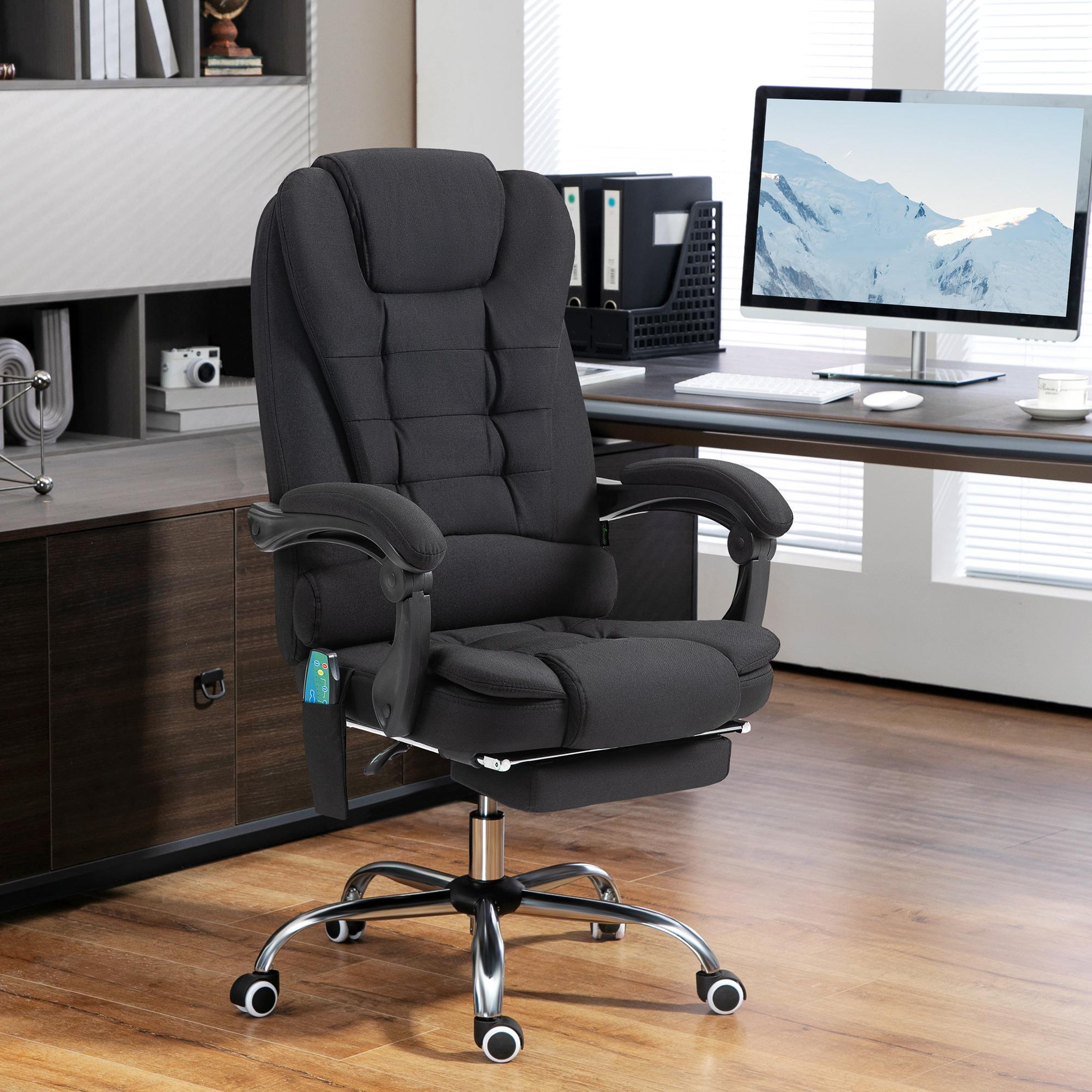 Voir la diapositive 2 : VINSETTO Fauteuil de bureau direction massant chauffant hauteur réglable dossier inclinable tissu noir