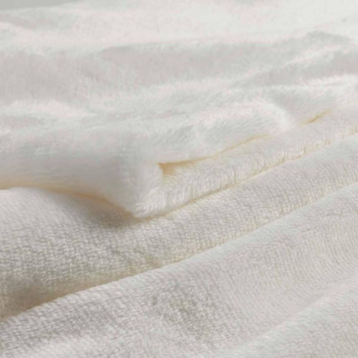 Paris Prix Plaid Uni en Flanelle  Flanou  180x220cm Naturel