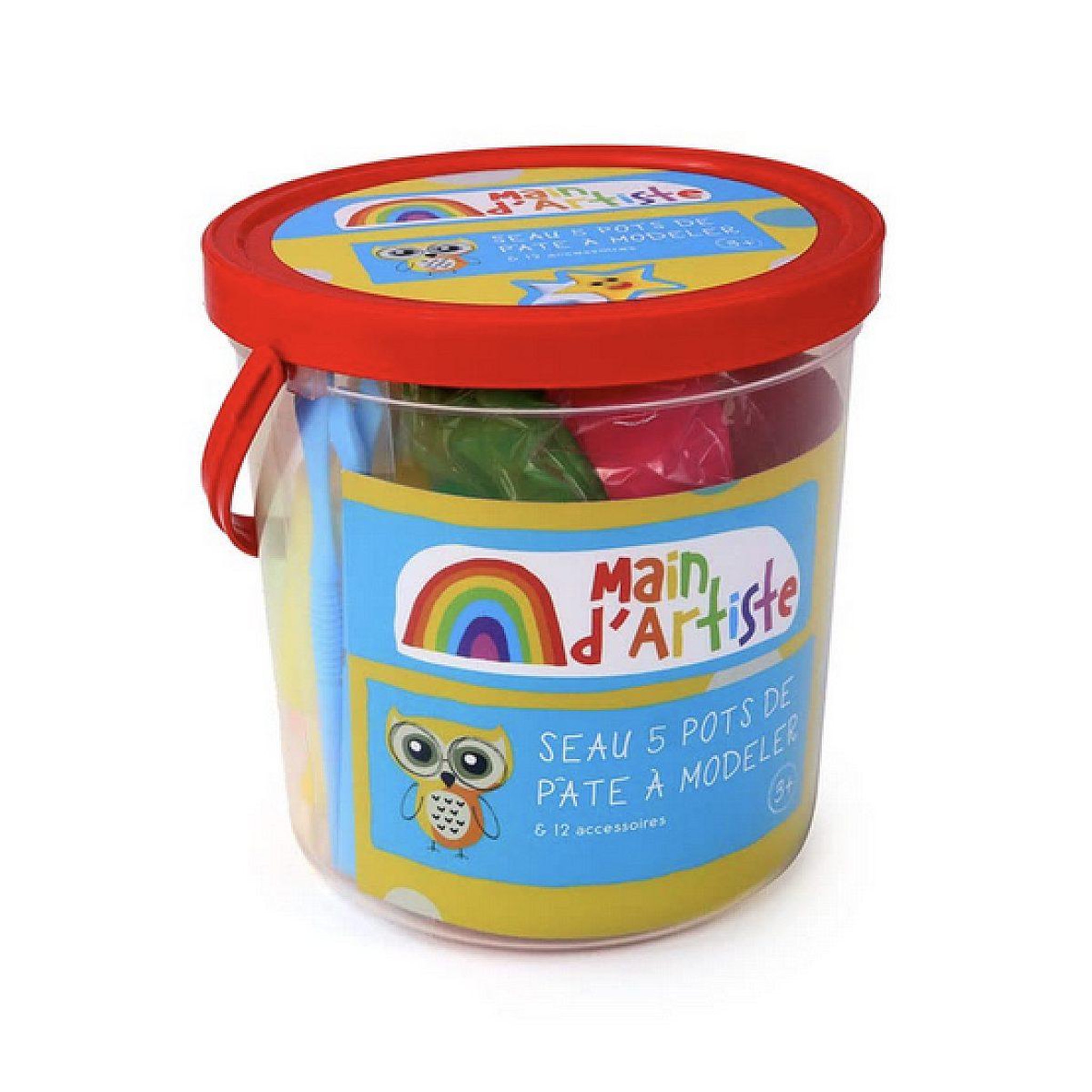 MAIN D'ARTISTE Seau de 5 pots de pate a modeler et 12 accessoires - mgm