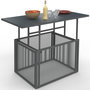 Voir la diapositive 4 : ID MARKET Table basse de jardin relevable rectangulaire 100 cm RIO structure métal et cordage gris anthracite