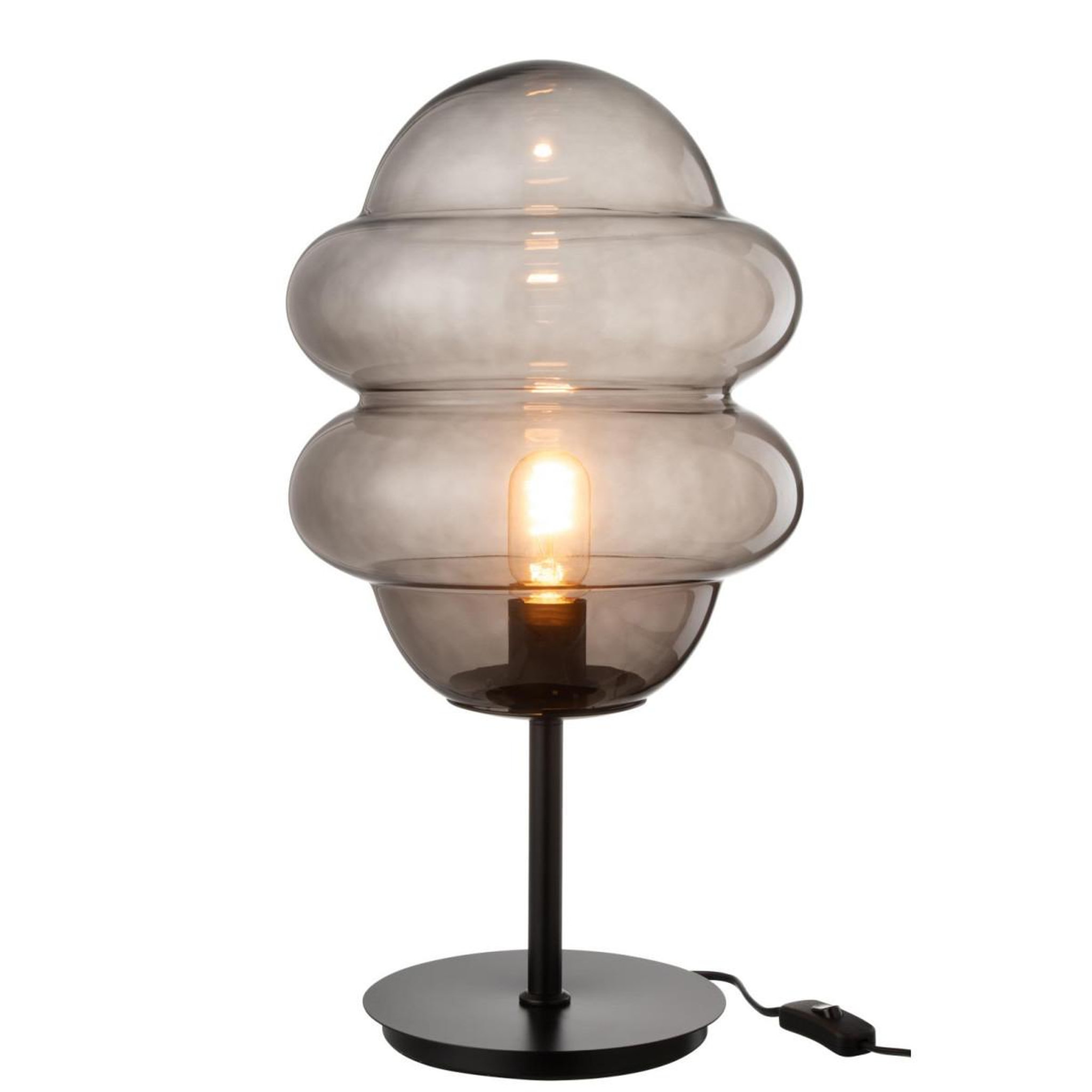 Voir la diapositive 2 : J-LINE Lampe à poser en verre  cuillere miel  52cm gris