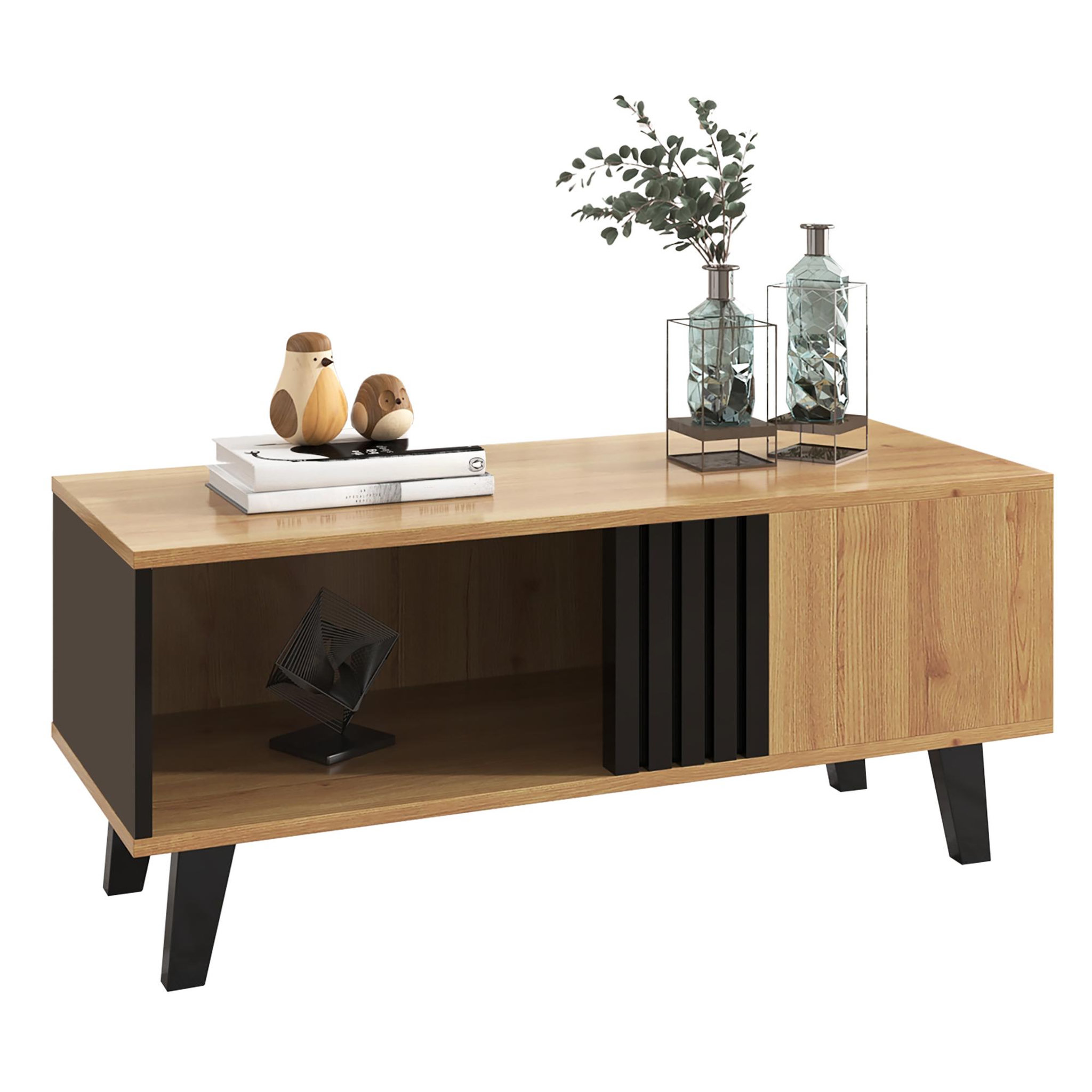 MERAX Table basse rectangulaire naturel - 60x100 cm panneau de particules