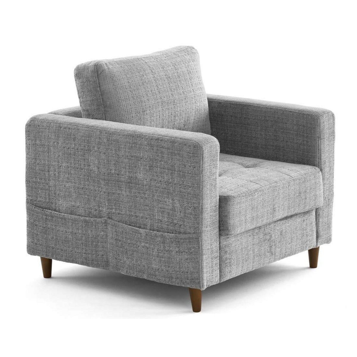 LISA DESIGN Anna - fauteuil avec poche en velours texturé - pieds en bois