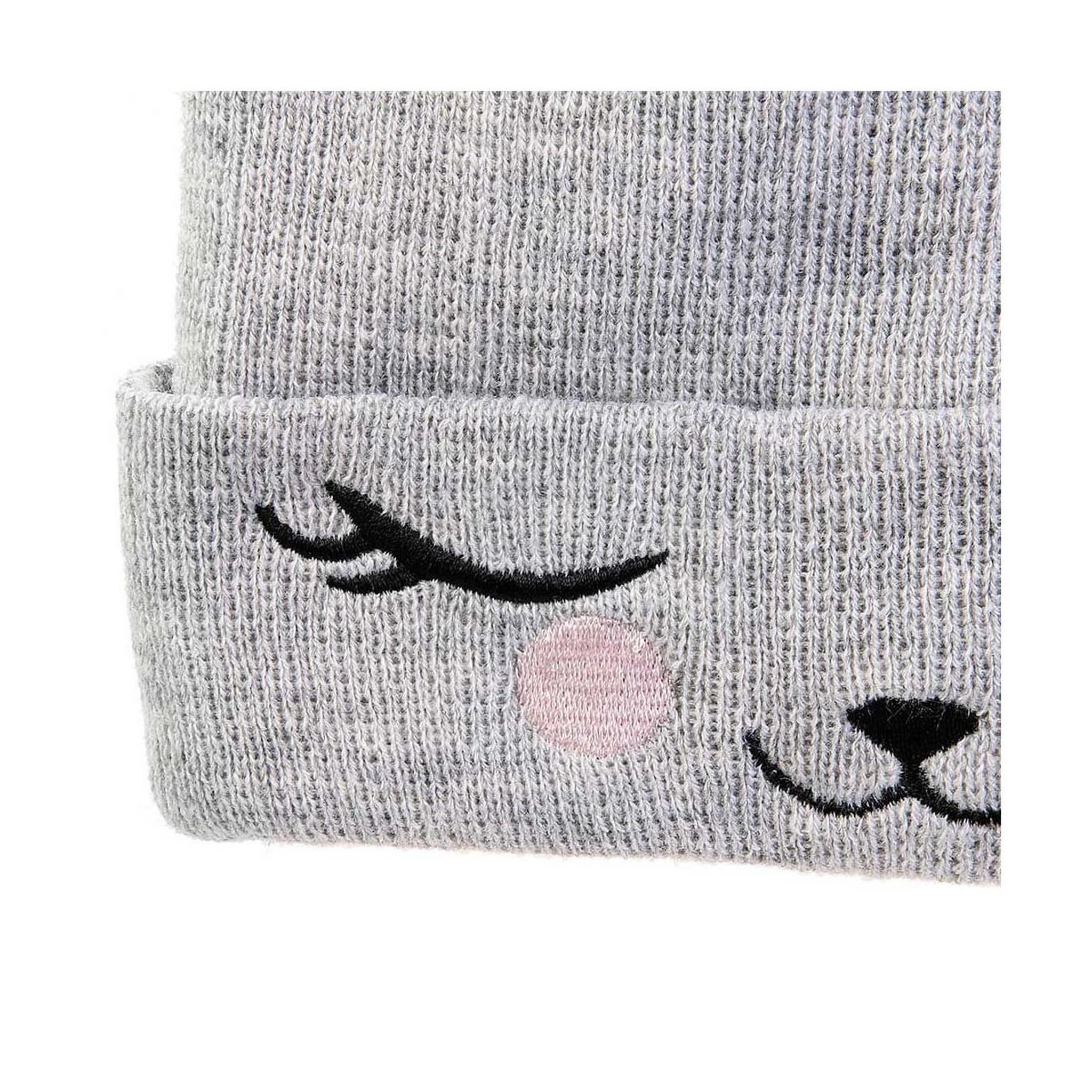 Voir la diapositive 3 : SENSLY Bonnet enfant  chat  21cm gris & rose