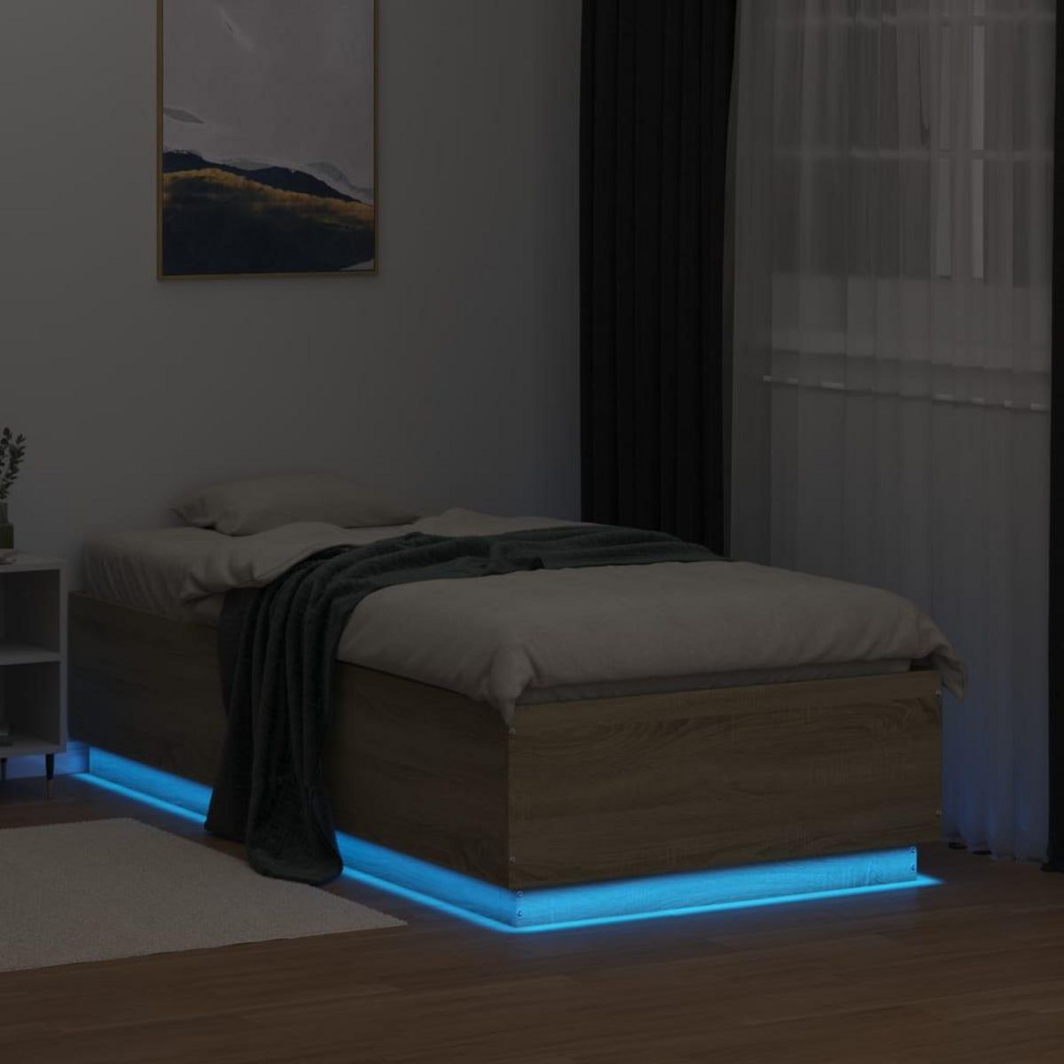 VIDAXL Cadre de lit avec LED sans matelas chene sonoma 90x190 cm