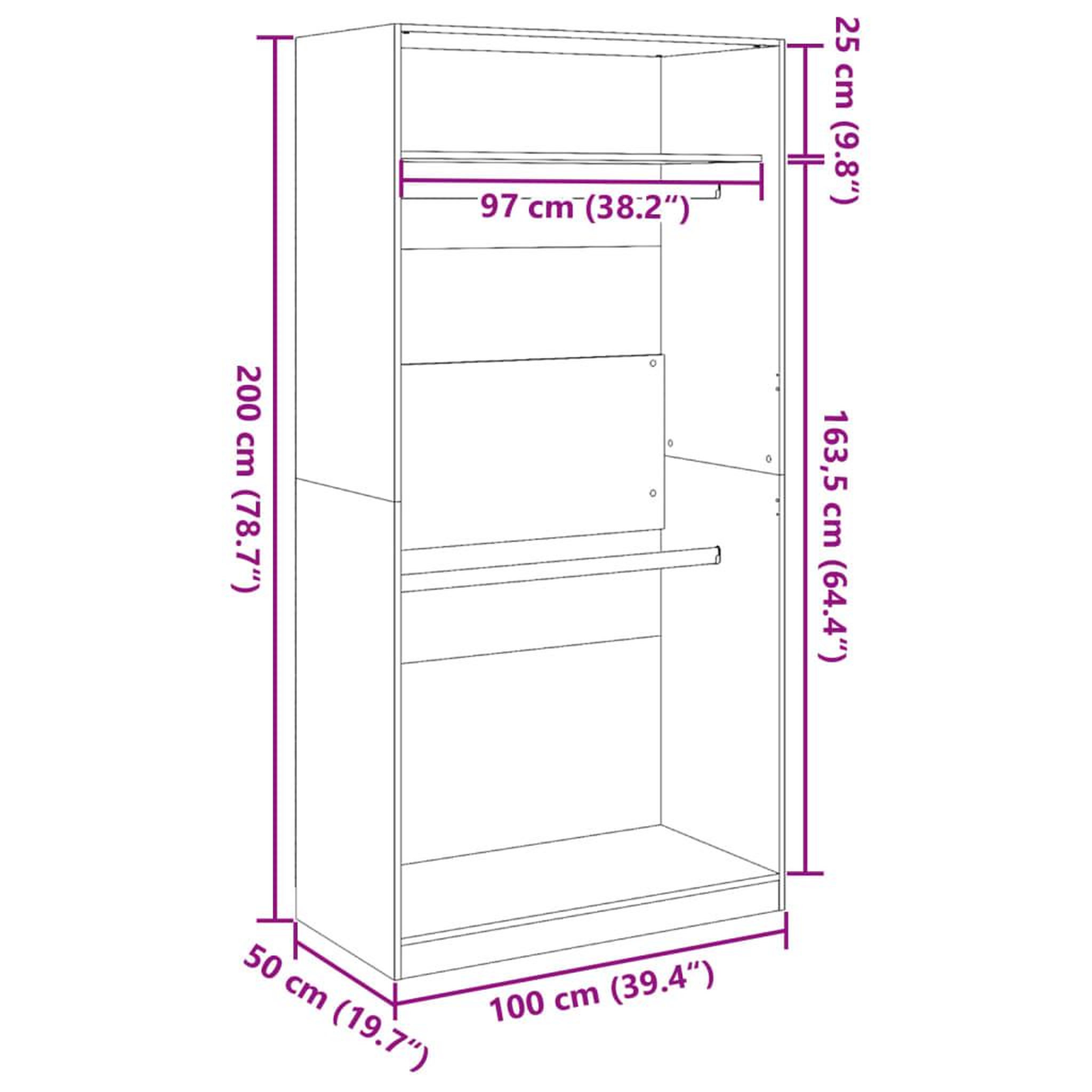 Voir la diapositive 6 : VIDAXL Garde-robe Blanc 100x50x200 cm Bois d'ingenierie