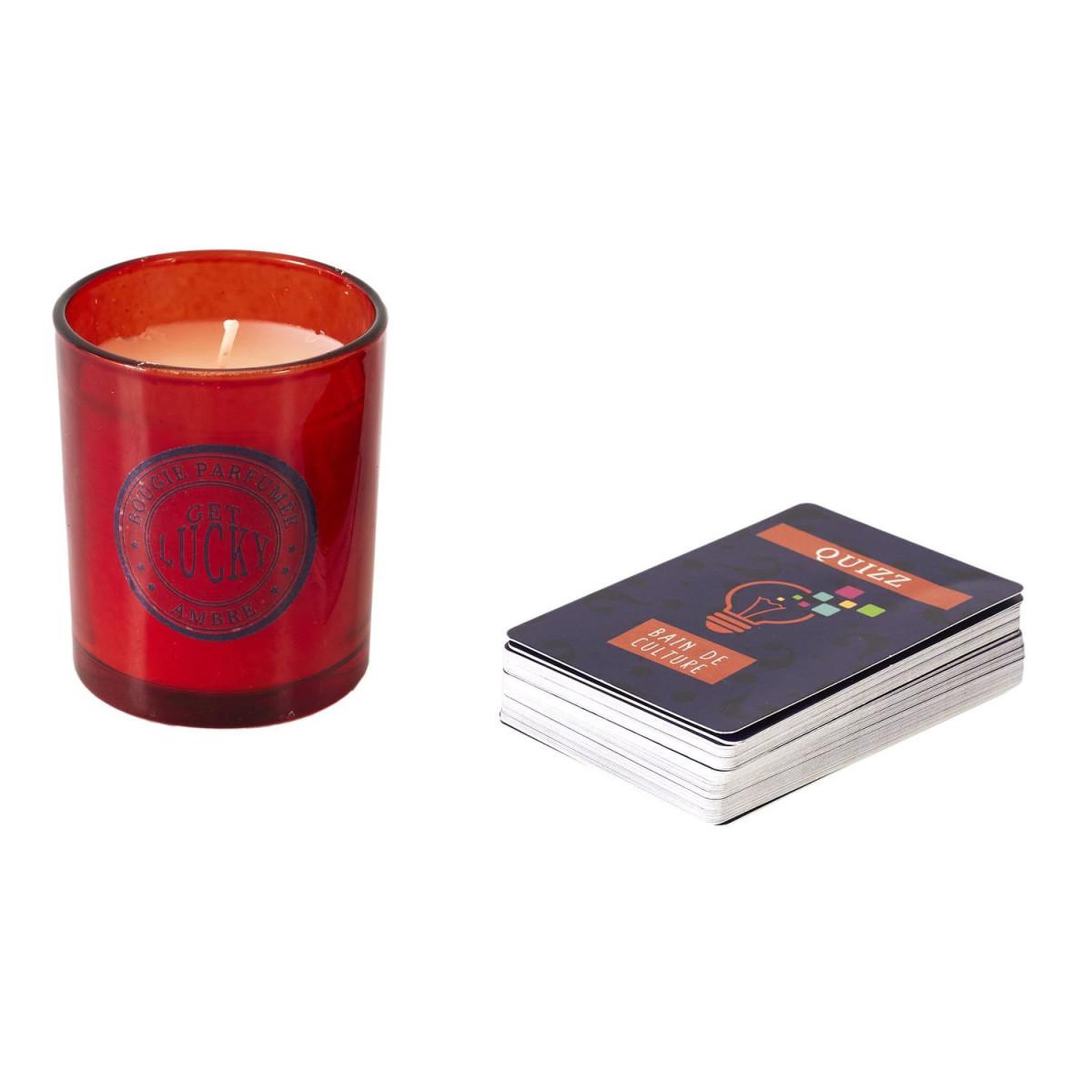 Voir la diapositive 3 : The Home Deco Factory Coffret bougie parfumée & cartes  quizz  7cm ambre
