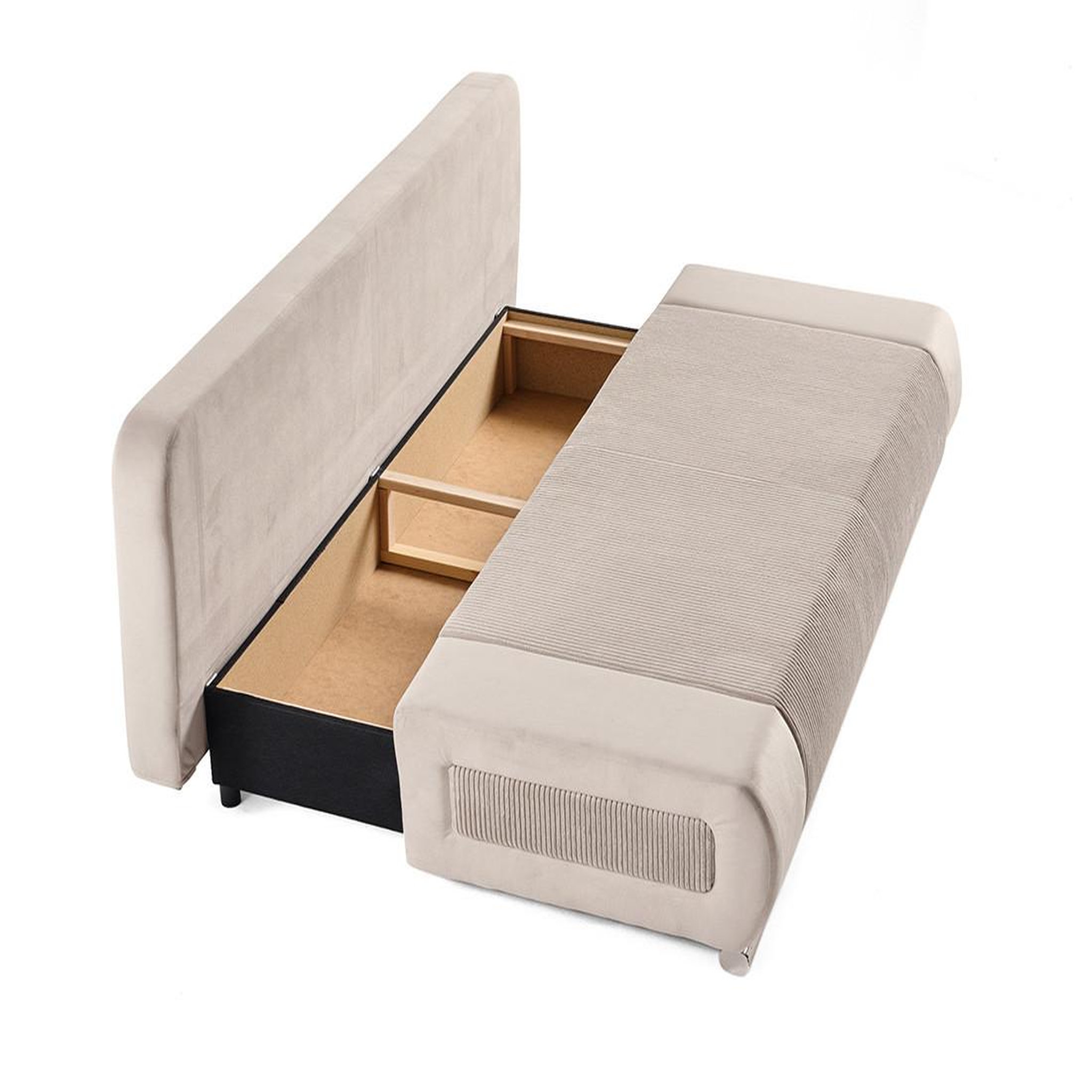 Voir la diapositive 2 : BEST MOBILIER Elio - canapé 3 places convertible - avec coffre - en velours et velours côtelé