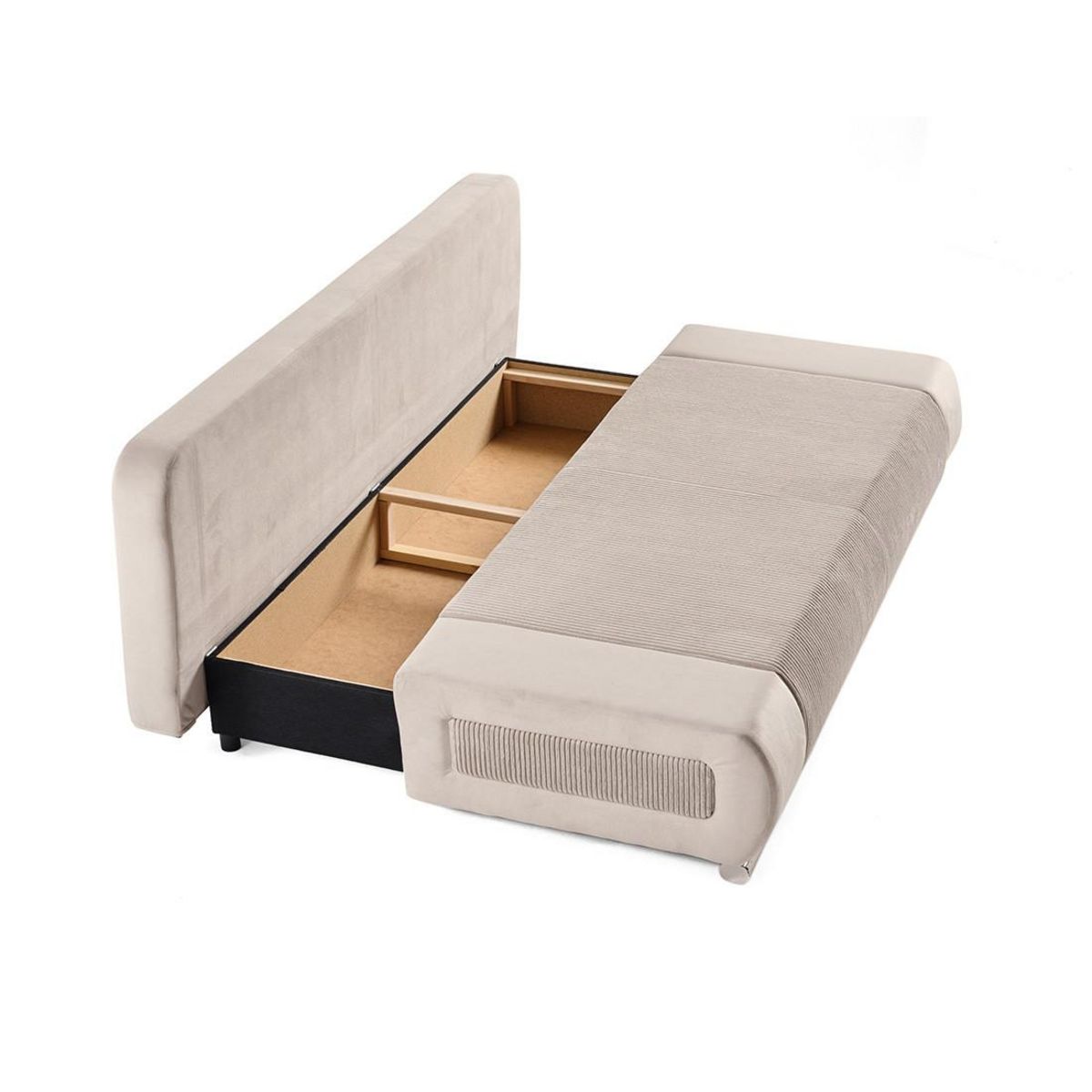 BEST MOBILIER Elio - canapé 3 places convertible - avec coffre - en velours et velours côtelé