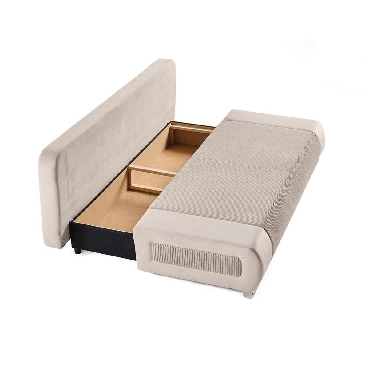 BEST MOBILIER Elio - canapé 3 places convertible - avec coffre - en velours et velours côtelé