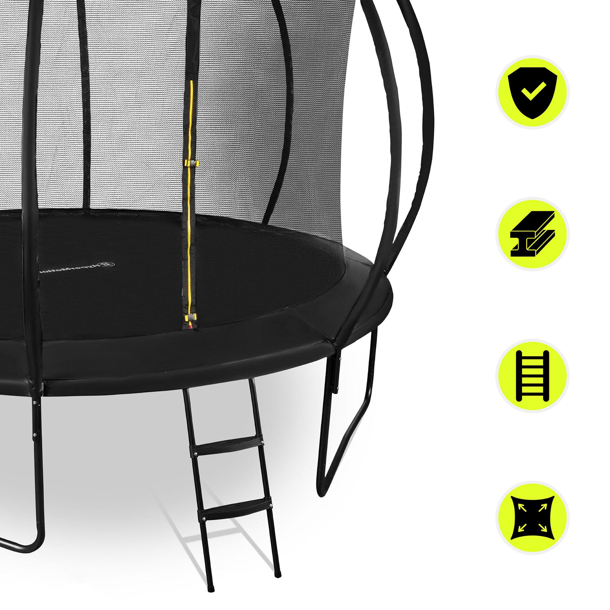 Voir la diapositive 2 : HYPERMOTION Trampoline de Jardin Enfant 244 cm (8ft) Filet Sécurité + Échelle - Max 50kg