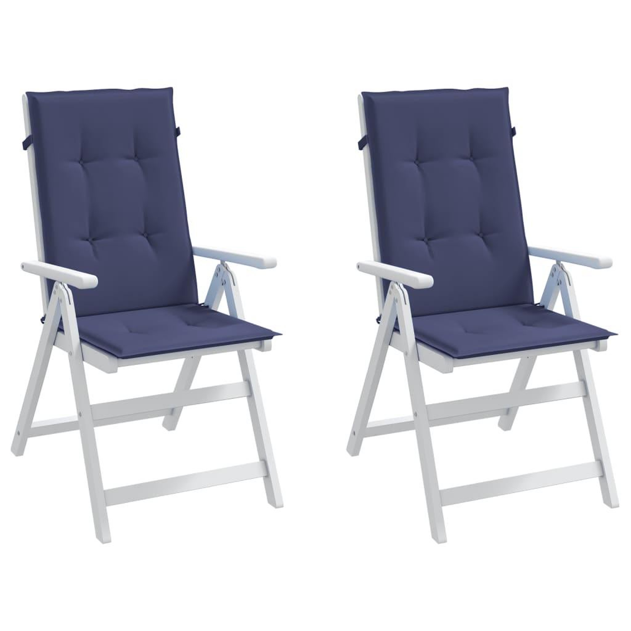 Voir la diapositive 5 : VIDAXL Coussins de chaise a dossier haut lot de 2 bleu marine tissu
