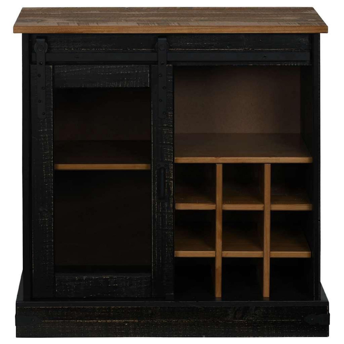 VIDAXL Buffet HALDEN porte coulissante noir 80x40x80 cm bois massif