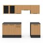 Voir la diapositive 3 : ID MARKET Cuisine complète 240 cm SUBTIL avec vitrine + plan de travail 7 éléments bois et noir