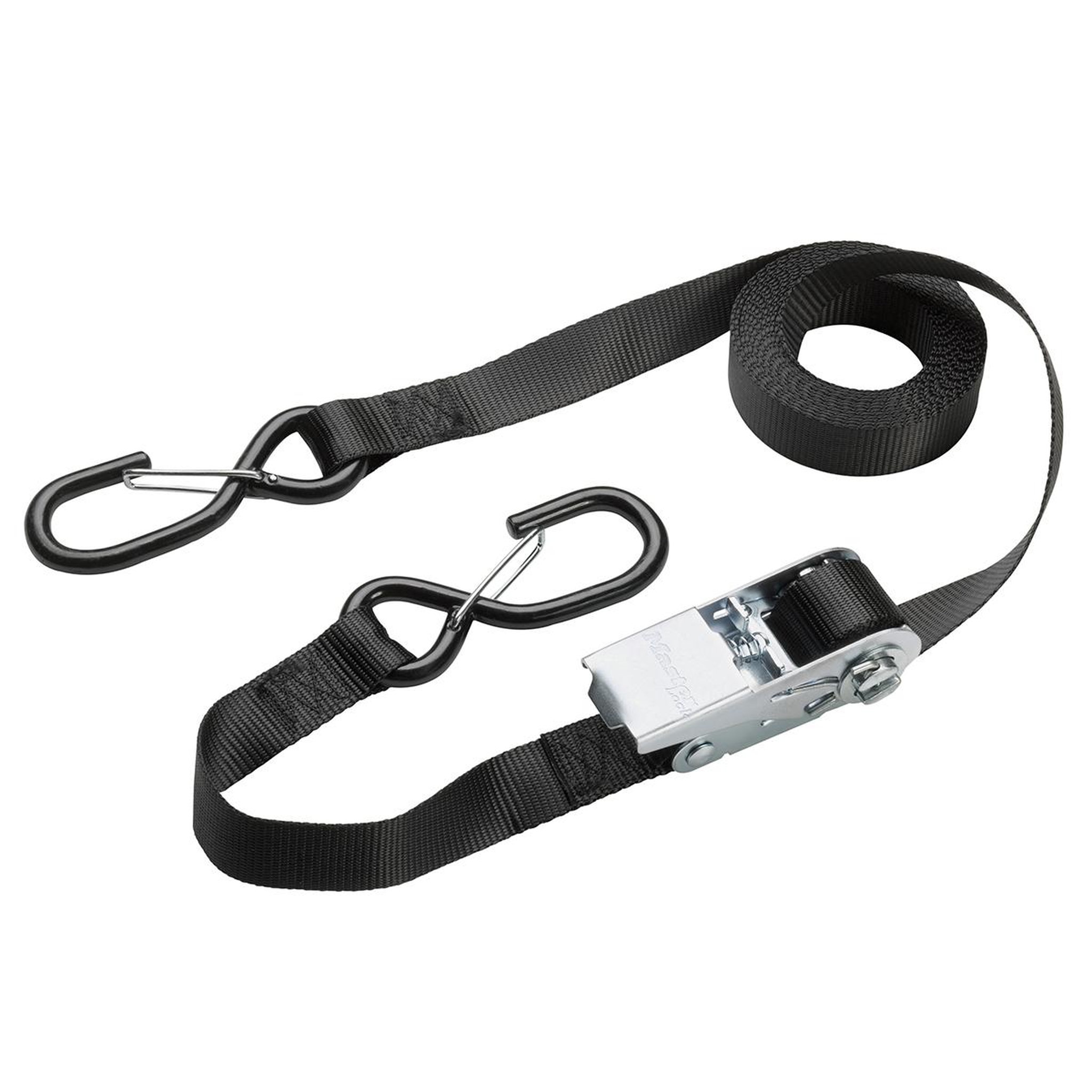 Master lock 3109eurdat sangle d'arrimage avec crochets et boucle autobloquante, noir, 5m x 25mm sangle