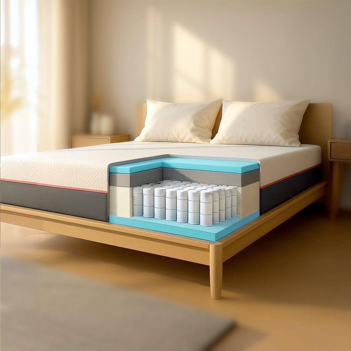 THE WHITE STONE Matelas 80x190 en Mémoire de Forme Breeze & Ressorts Ensachés | Hauteur 30 cm | Technologie Breeze | Déhoussable, Anallergique & Respirant | Fabriqué en Italie