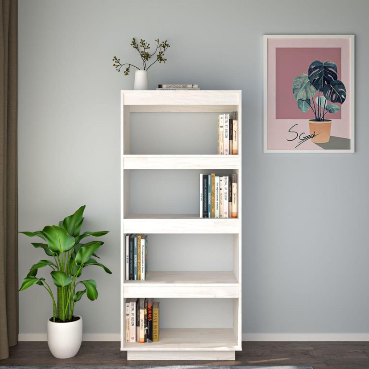 VIDAXL Bibliotheque/Separateur de piece Blanc 60x35x135 cm Pin massif