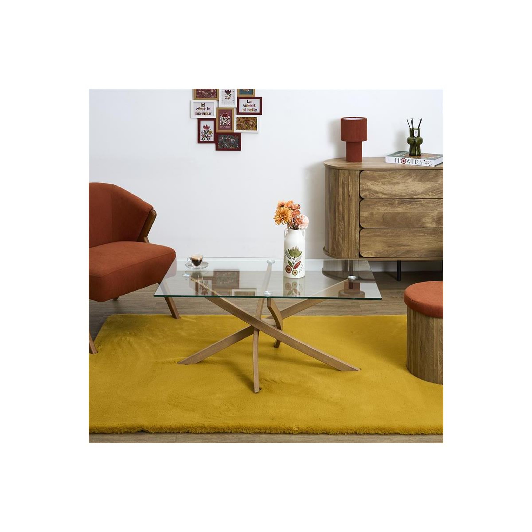 Voir la diapositive 6 : The Home Deco Factory Table basse en verre  heritage  100cm transparent