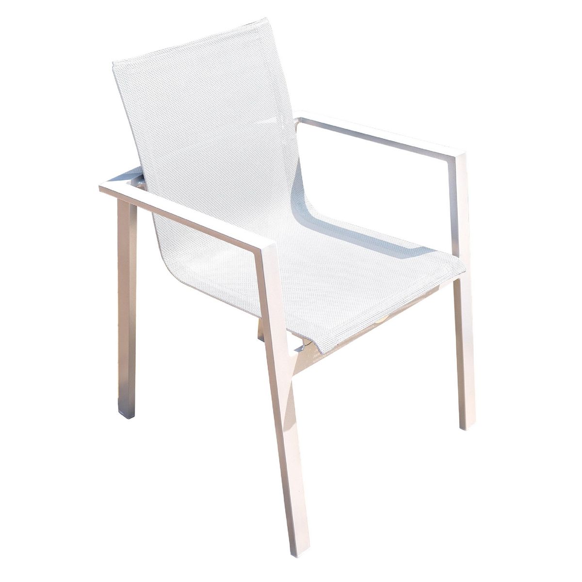 DCB GARDEN Fauteuil de jardin empilable aluminium blanc MYKONOS