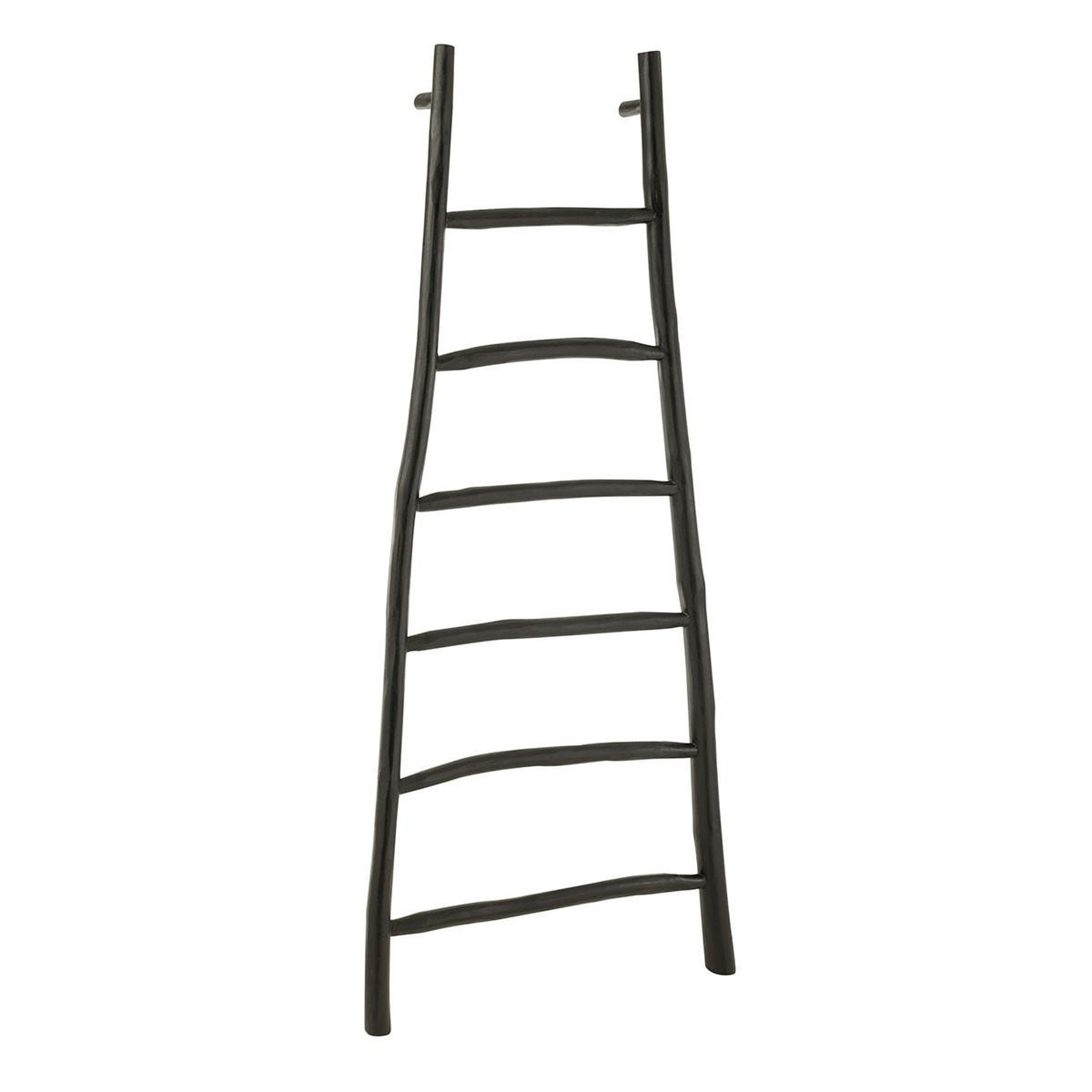 J-LINE Échelle en teck  6 echelons  185cm noir