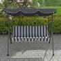 Voir la diapositive 4 : OUTSUNNY Balancelle de jardin 3 places coussins assise dossier gris blanc rayé