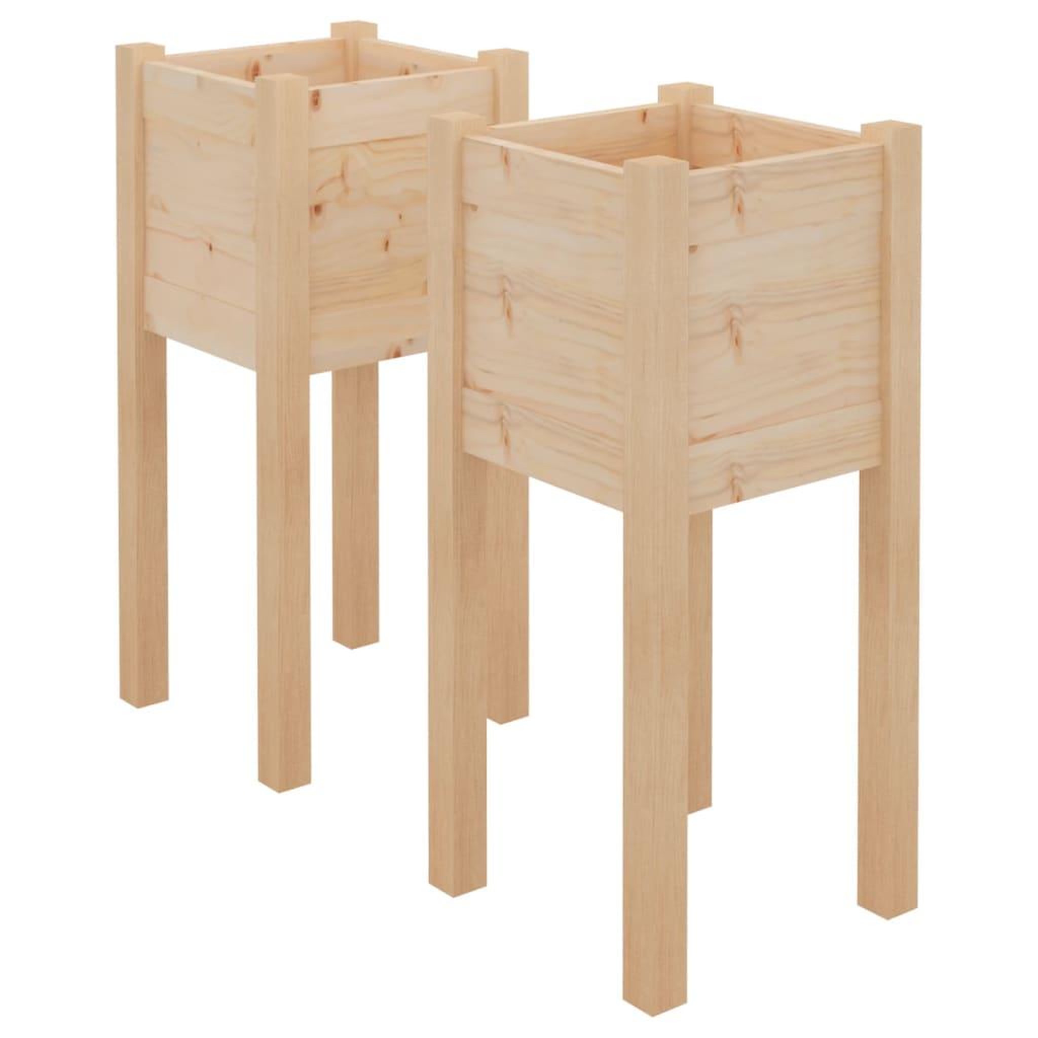 Voir la diapositive 2 : VIDAXL Jardinieres d'exterieur 2 pcs 31x31x70 cm bois de pin massif
