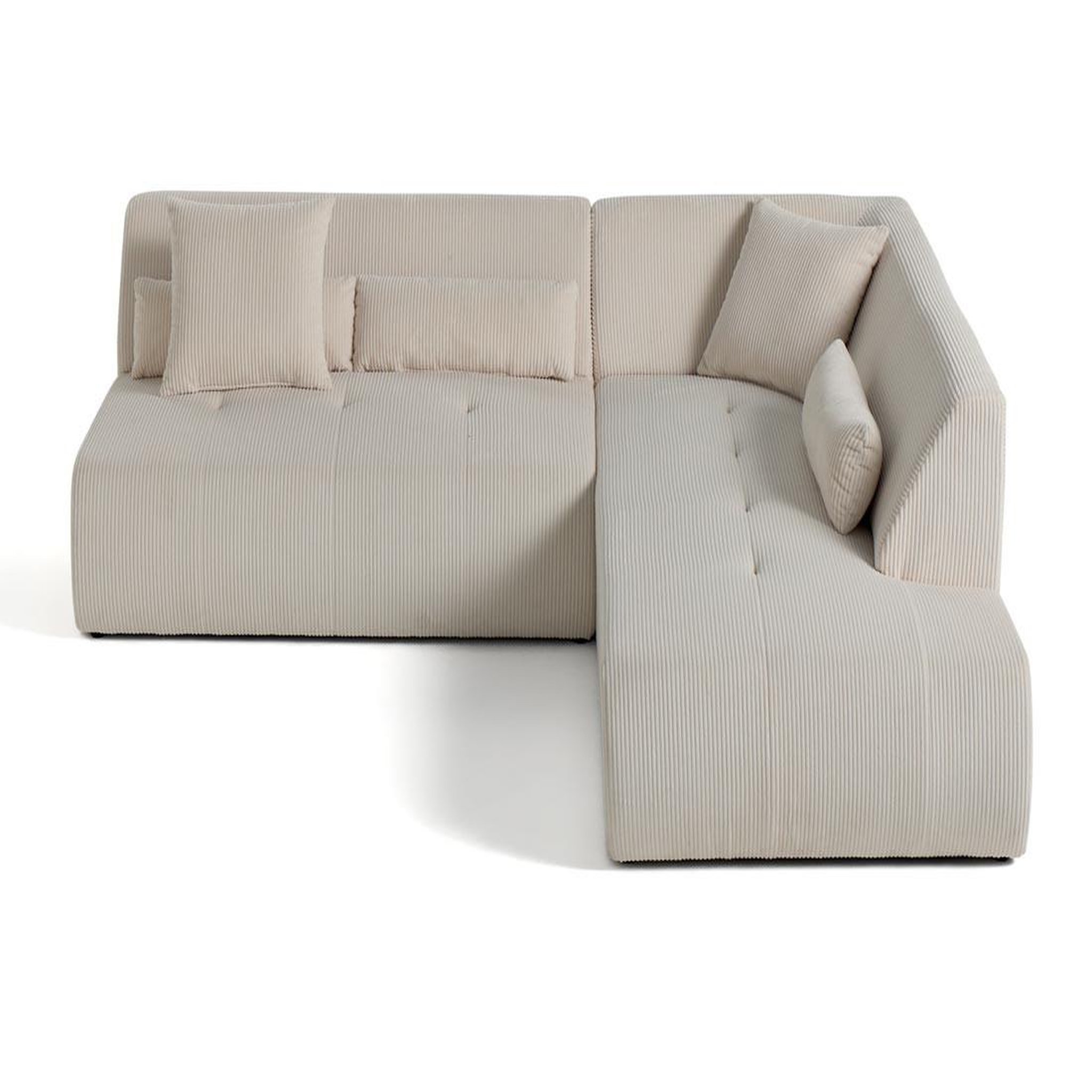 Voir la diapositive 1 : LISA DESIGN Onyx - canapé modulable d'angle droit - 5 places - en velours côtelé