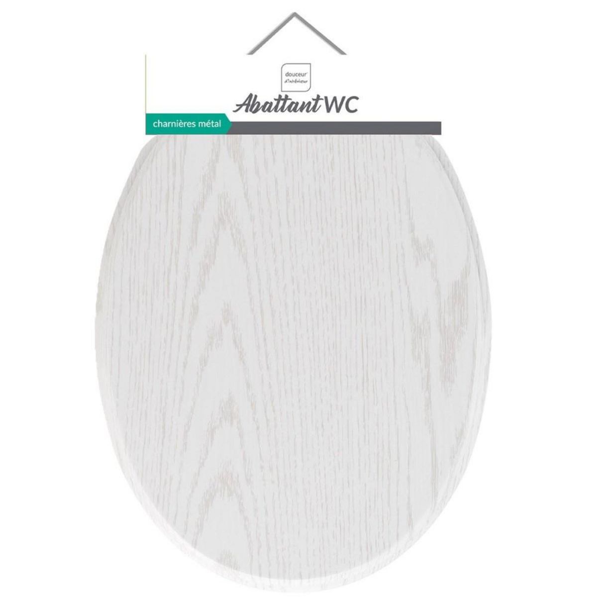 Douceur d'Intérieur Abattant WC MDF charnières métal effet bois Strata blanc