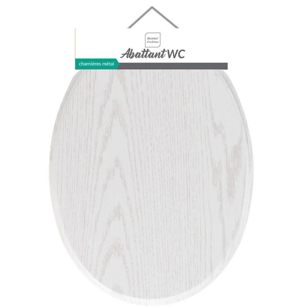 Douceur d'Intérieur Abattant WC MDF charnières métal effet bois Strata blanc