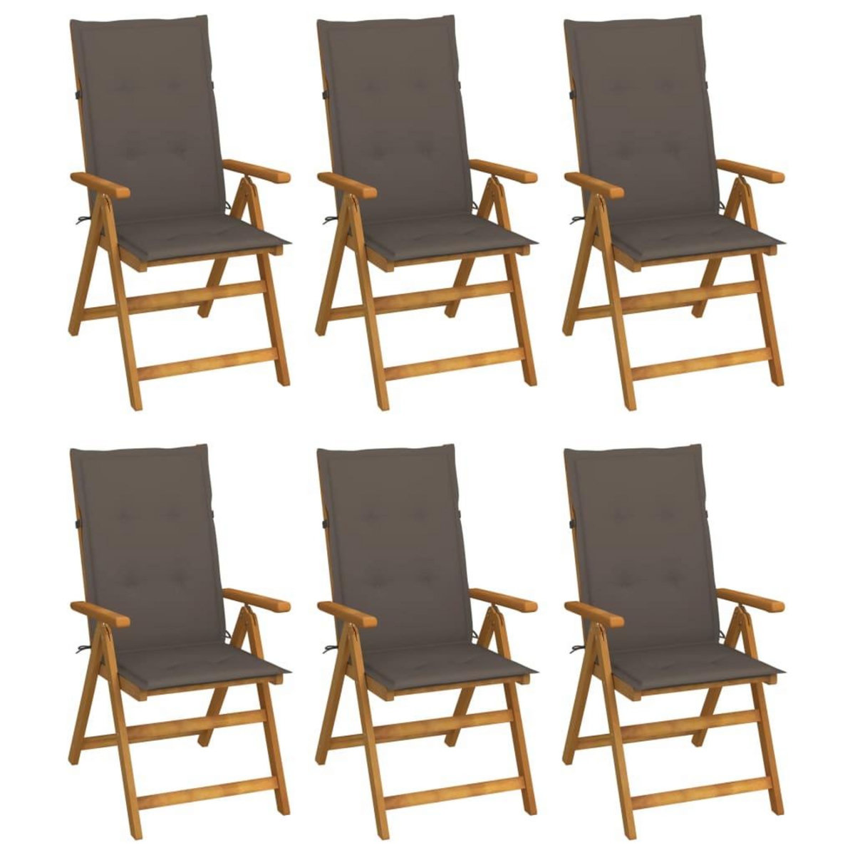 VIDAXL Chaises pliables de jardin lot de 6 avec coussins Bois d'acacia
