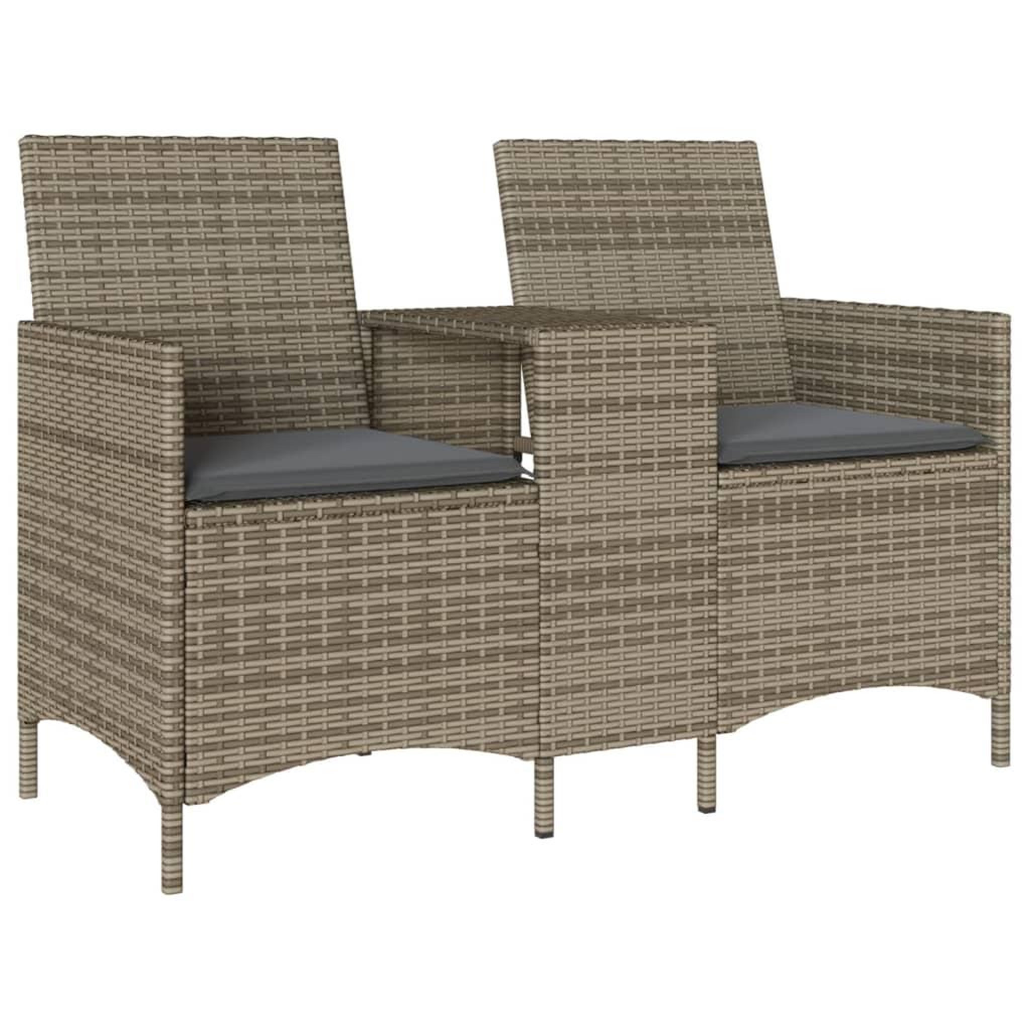 Voir la diapositive 2 : VIDAXL Canape de jardin 2 places avec table et coussins resine tressee
