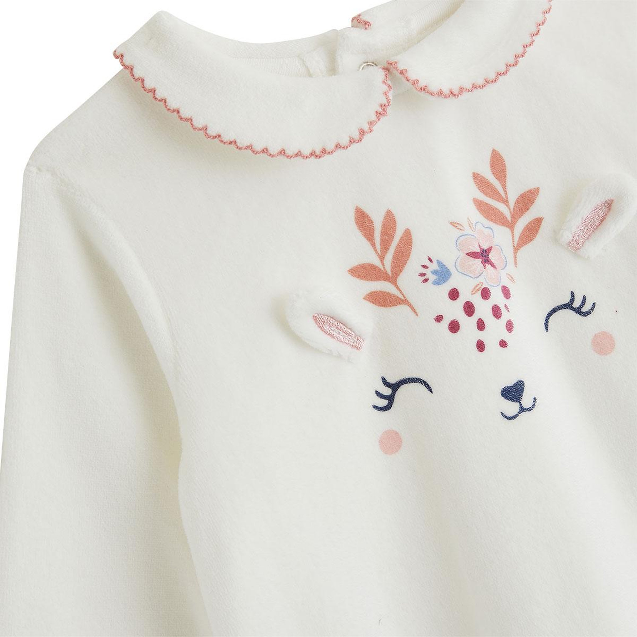 Voir la diapositive 3 : PETIT BEGUIN Pyjama bébé 2 pièces en velours à pieds retroussables Cléo