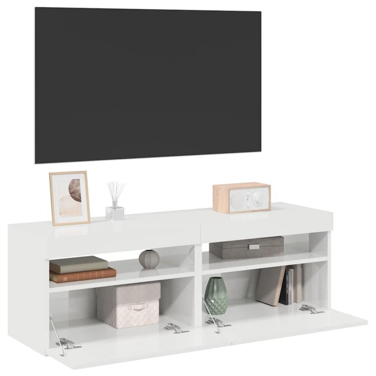 VIDAXL Meubles TV avec lumieres LED 2 pcs blanc brillant 60x35x40 cm